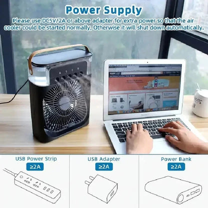 Portable 3-in-1 Humidifier Fan and Air Conditioner with USB